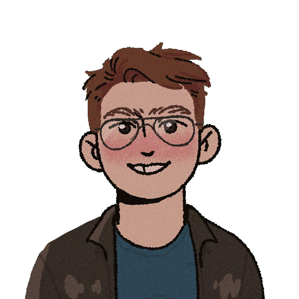 A cartoon avatar with glasses smiling